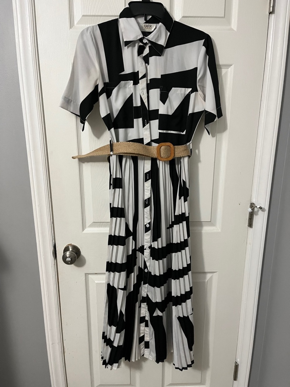 Black & White Geometric Shirt Dress